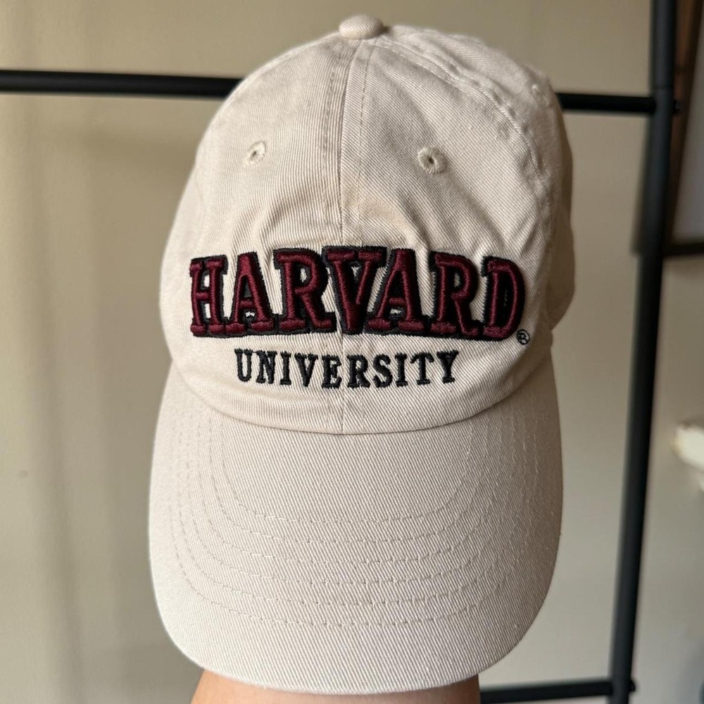 Harvard University Strapback Dad Hat Cream 100% Cotton Bay State Apparel